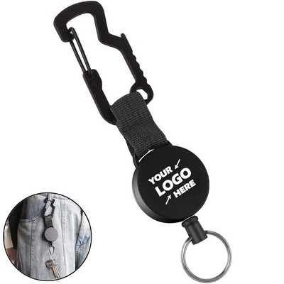 Multi-functional Retractable Key Chain with Carabiner