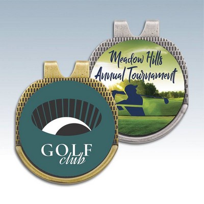 Antique Gold Hat Clip w/Sublimated Golf Ball Marker