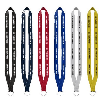 3/4" Polyester Lanyard with Sewn Silver Metal Split-Ring