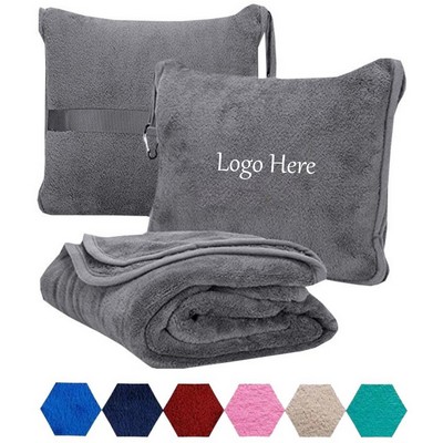 2" 1 Travel Pillow Coral Fleece Blanket Set