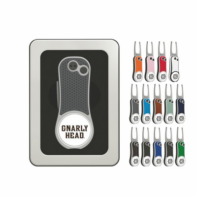 Pitchfix Hybrid Golf Divot Repair Tool in Window Tin